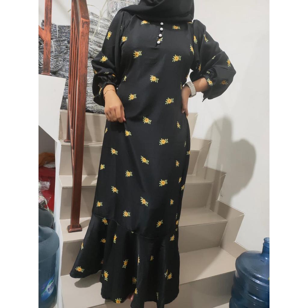 Tq88indonesia Fashion Dress panjang BUSUI Motif Bunga Kekinian / ZALICA SHAKILA FISHTAIL MAXI DRESS / Ootd  Casual / Outfit Muslimah Terbaru / Gamis Lebaran 2023 / Busana Keundangan