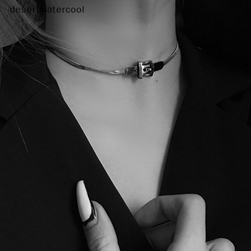 Deid Sabuk Gesper Choker Rantai Ular Kalung Untuk Wanita Seksi Minimalis Baja Titanium Hip Hop Kalung Punk Keren Trend Perhiasan Martijn