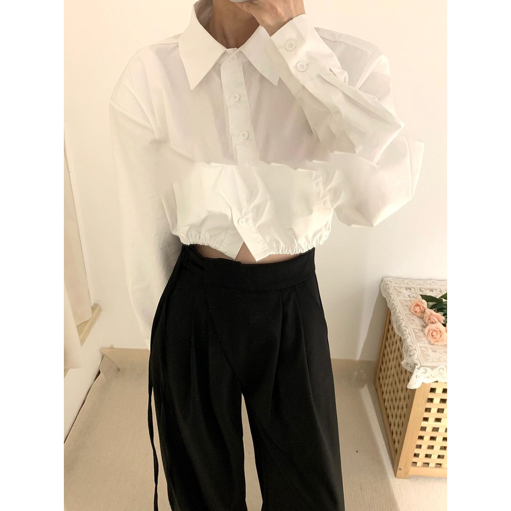 Korean Celana Wanita Kekinian Serut Polos Unik Casual Pants