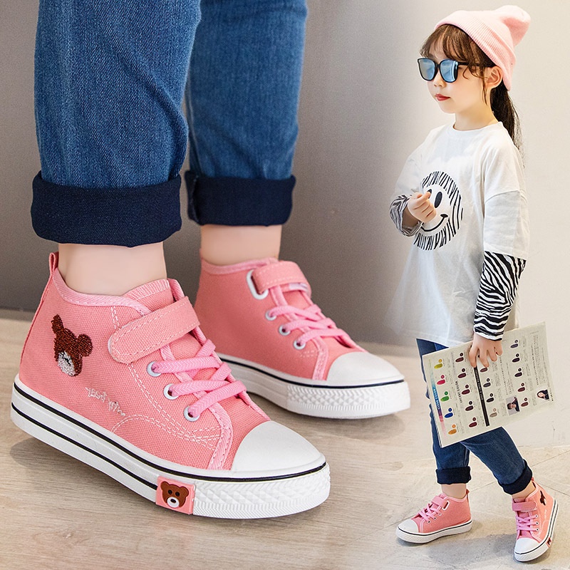 30971 Sepatu Sekolah Anak Import Canvas Bear Shoes