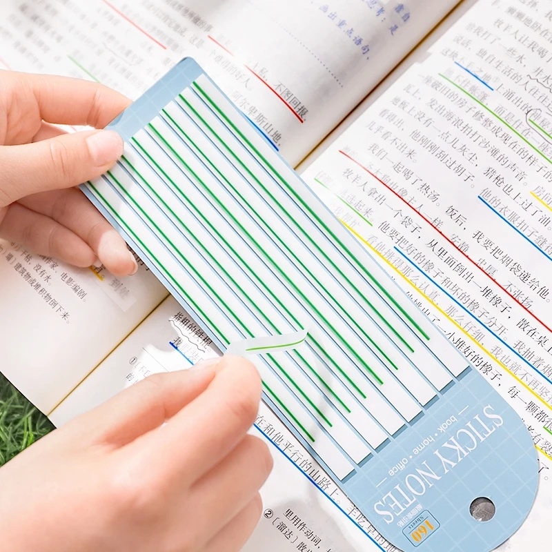 160lembar Colorful Long Line Slim Memo Pads/ Sticky Sticker Post Notes/ Alat Tulis Kantor Scrapbooking Perlengkapan Sekolah