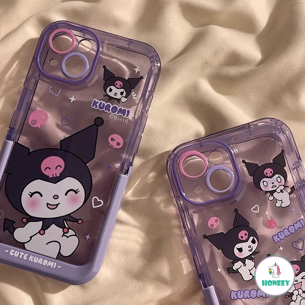 IPHONE Fashion Sanrio Kulomi Invisible Stand Phone Case Kompatibel Untuk Iphone11 12 13 14 Pro Max Plus Kartun Drop Cover Pelindung