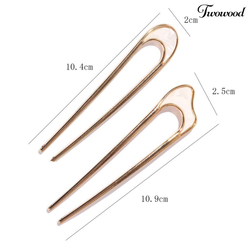 Twowood Arc Curved Non-Slip Hair Stick Simple U Shape Shell Hair Bun Stick Aksesoris Rambut