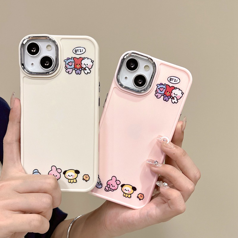 All New Electroplated Camera Skin Silicone Soft Case IPhone 11 12 13 14 Pro Max Women's Fashion Gift Cute Cartoon Phone Case The BT Pink White