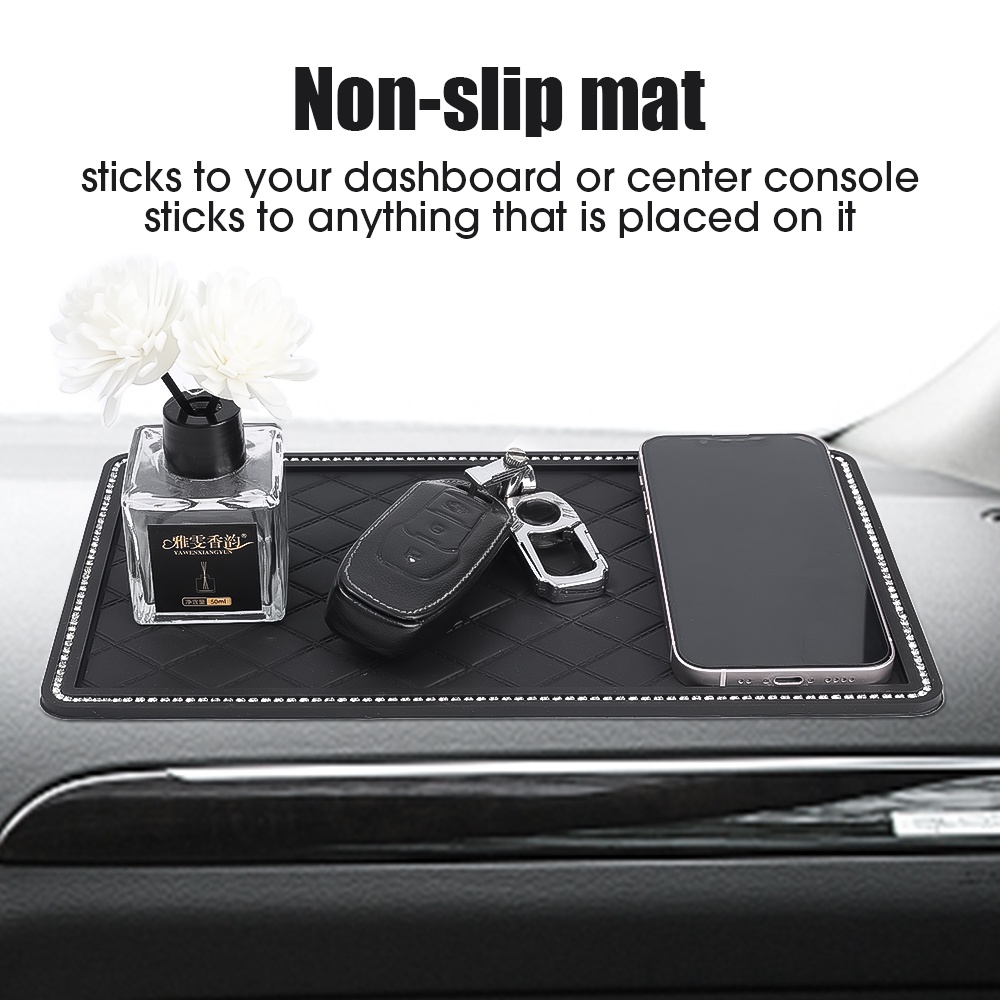 [Fitur] Aksesoris Interior Otomatis Dashboard Mobil Non-Slip Mat Car Mounted Phone Anti Slip Pad Kreatif Luminous Water Diamond Pad Telepon Tahan Lama GPS Sticky Holder