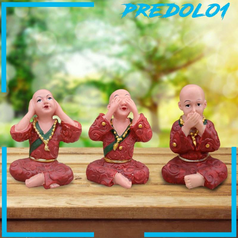 [Predolo1] 3pcs Patung Biksu Kecil Patung Ornamen Cina Untuk Rak Dinding Ruang Tamu