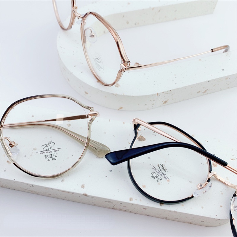 (YUZHU) Kacamata TR Mata Kucing Mode Baru Korea Bingkai Putaran Fashion Anti Cahaya Biru Eyeglasses Unisex