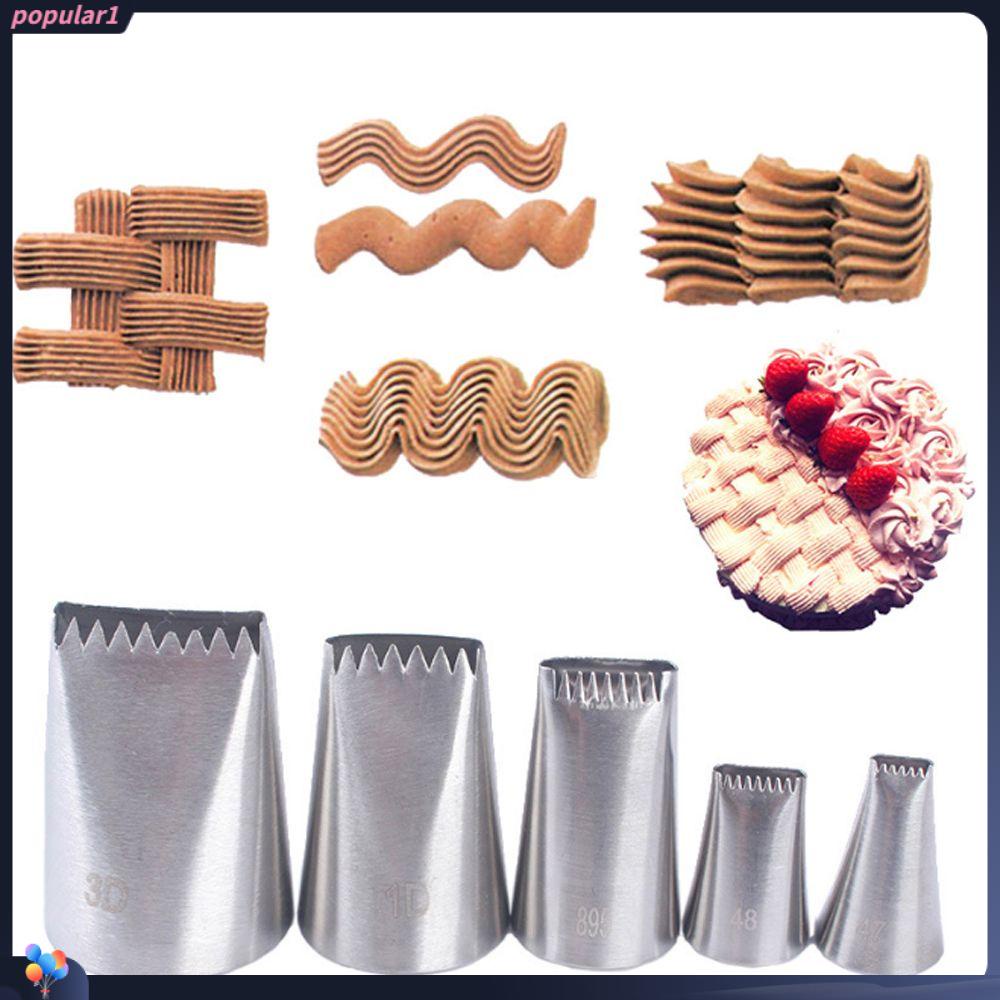 Populer 5PCS /SET Icing Piping Nozzle Bakeware Keranjang Menenun Pastry Tips Cupcake Alat Es Krim