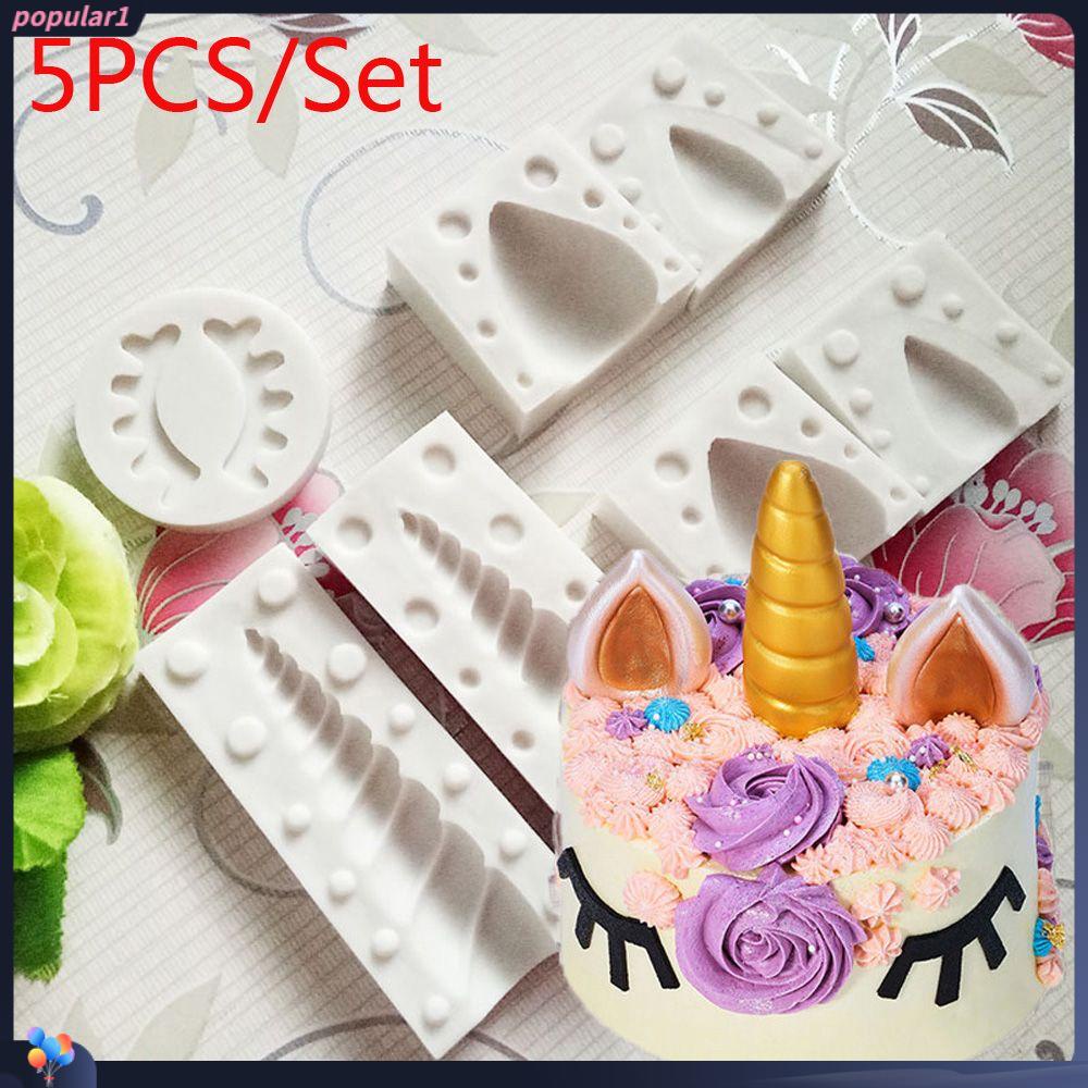 Populer 5pcs /set Unicorn Cetakan Silikon DIY Bakery Pastry Membuat Fondant Permen Tanah Liat Cokelat Alat Baking