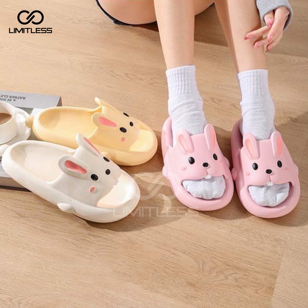 Sendal Anak Kelinci Selop Kekinian Karakter Lucu Nyaman Empuk Sandal Rabbit Perempuan Indoor Outdoor Korean Style Terbaru 2023