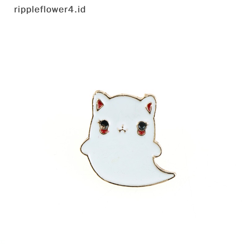 {rippleflower4.id} 1pc Enamel Hewan Kartun Kucing Hantu pin Bros Lencana pin Perhiasan Aksesori~