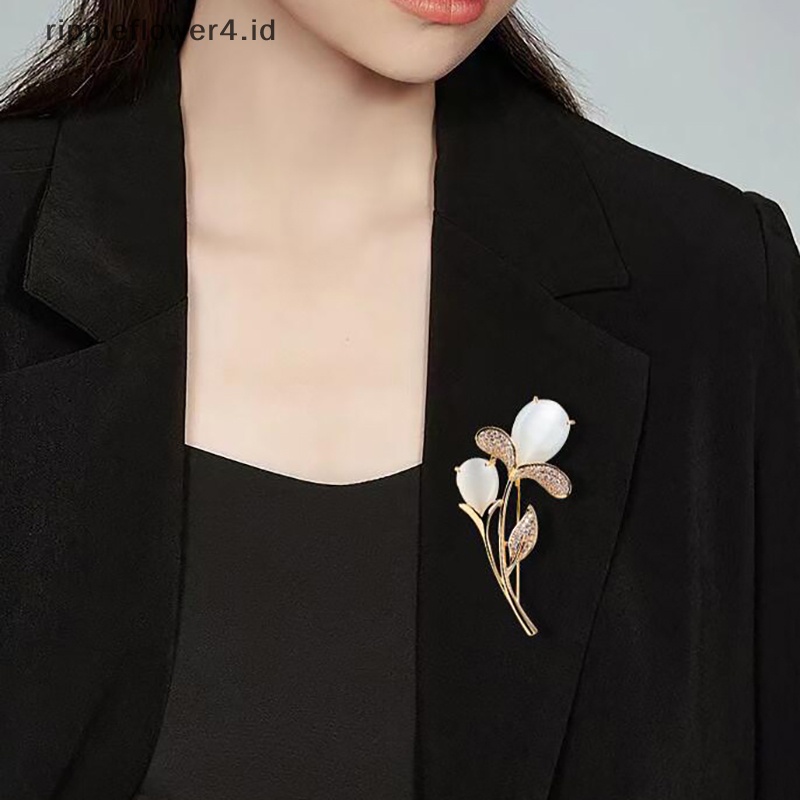 {rippleflower4.id} Fashion Wanita Bunga Tulip Bros Pin Kerah Lapel Scarf Dekorasi Perhiasan Wanita Aksesoris Pakaian~