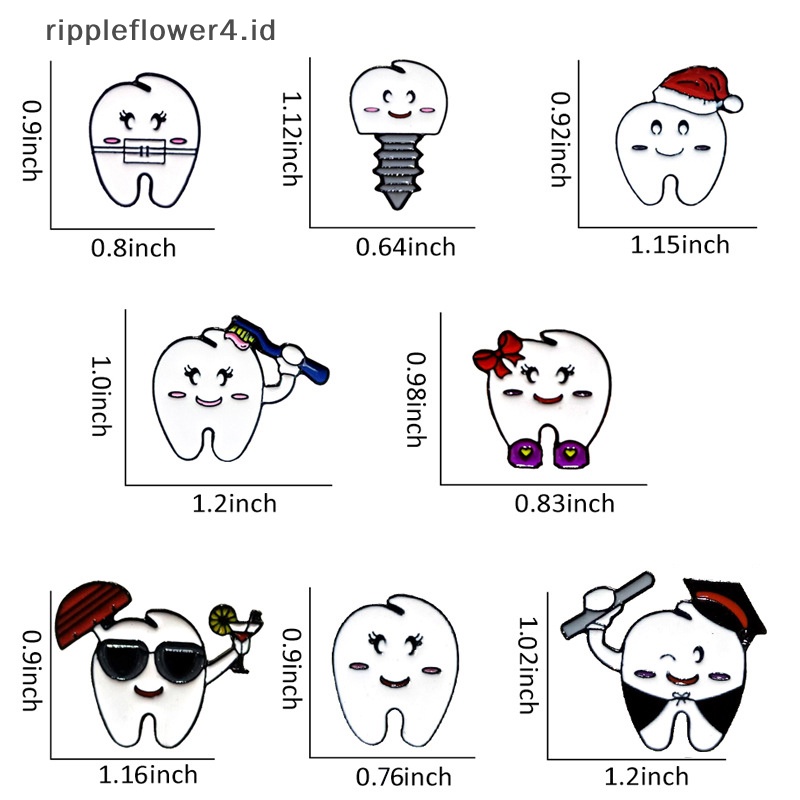 {rippleflower4.id} Pin Enamel Gigi Kartun Kreatif Gigi Sehat Topi Natal Bros Lencana Hadiah Perhiasan Pesta Natal Untuk Anak-Anak~