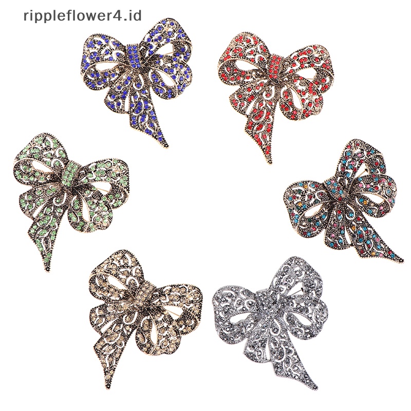 {rippleflower4.id} Berlian Imitasi Ikatan Simpul Bros Wanita Logam Bunga Pernikahan Pesta Kantor Pin Hadiah~