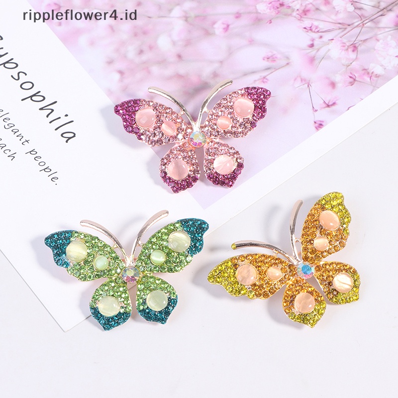 {rippleflower4.id} 1pc Elegan Pesona Kupu-Kupu Bros Wanita Berlian Imitasi Besar Butterfly Pins Hadiah~