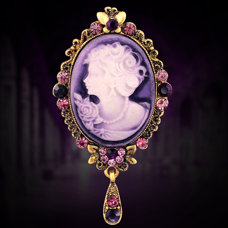 {rippleflower4.id} Cameo Baru Victoria Gaya Kristal Pesta Pernikahan Wanita Liontin Bros Pin~