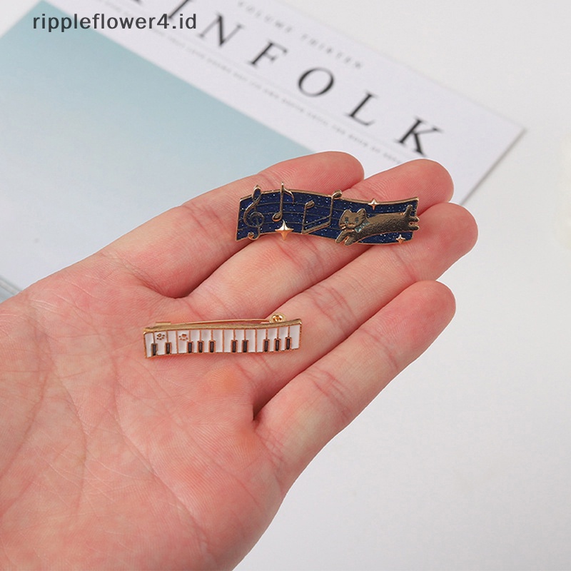 {rippleflower4.id} Nota Musik Bros Untuk Wanita Pria Enamel Dancing Cat Pesta Kantor Brooch Pin Hadiah~