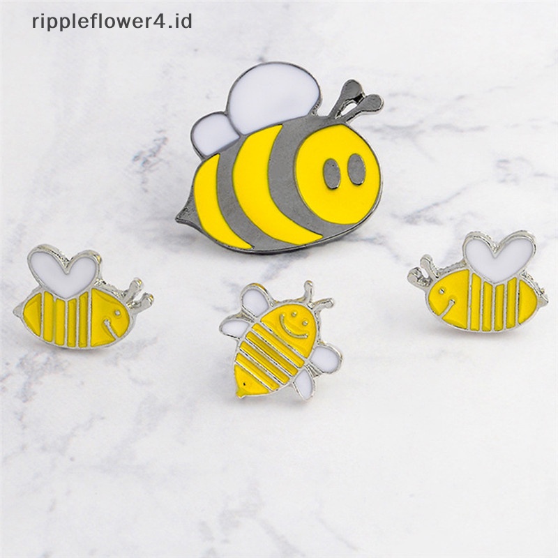 {rippleflower4.id} Lucu 4PCS Enamel Hewan Lebah Bros Pin Baju Kerah Pin Lencana Korsase Perhiasan~