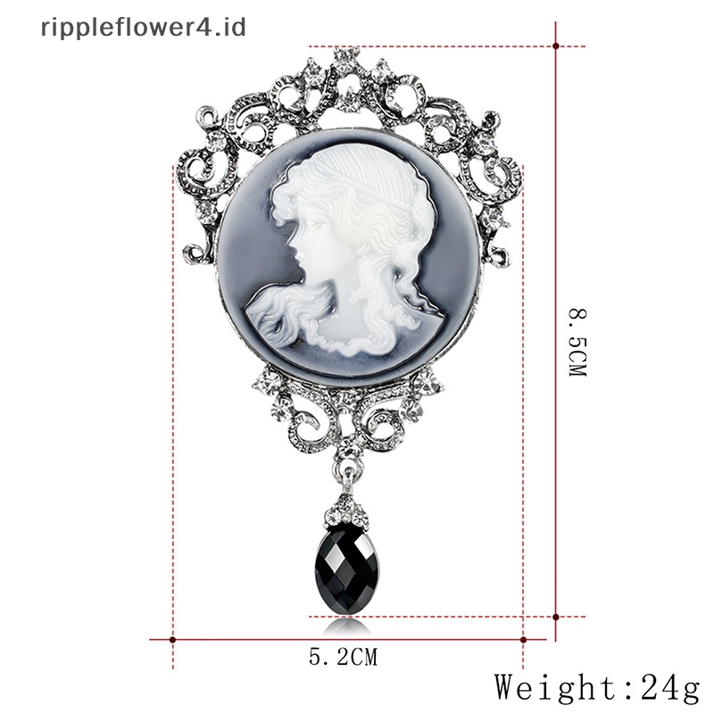 {rippleflower4.id} 1pcs Cameo Baru Victoria Gaya Kristal Pesta Pernikahan Wanita Liontin Bros Pin~