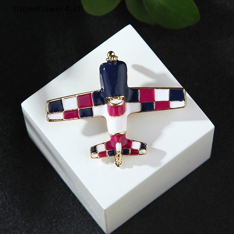 {rippleflower4.id} Bros Merah Biru Untuk Wanita Kostum Lencana Bahan Alloy Pesawat Brooch Pin Aksesoris~