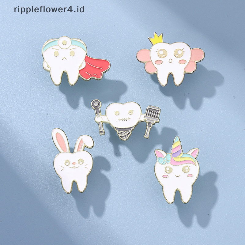 {rippleflower4.id} Pin Enamel Kesehatan Mulut Peri Gigi Bros Lucu Kartun Kerah Lencana Pin Trendi Ransel Lapel Perhiasan Hadiah~