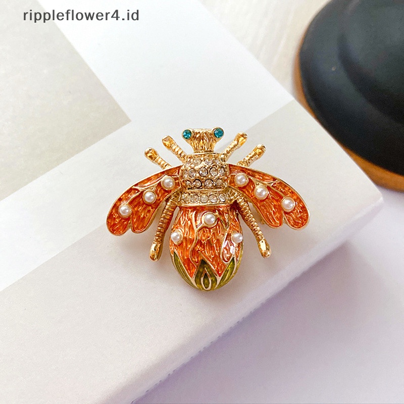 {rippleflower4.id} Bros Pin Lebah Enamel Antik Baroque Pearl Insect Jewelry Brooch Untuk Lady Badges Lapel Pins~