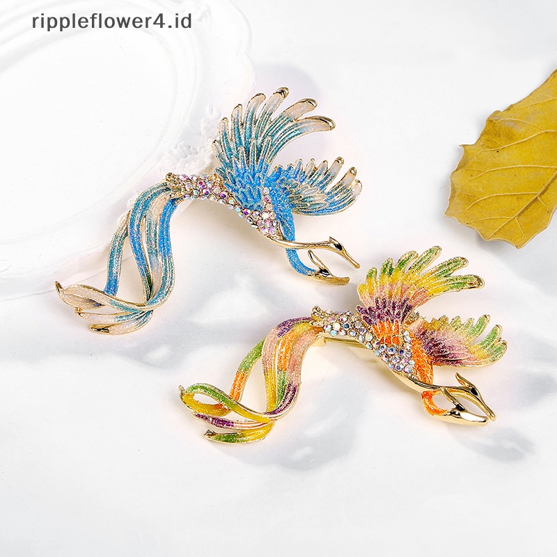 {rippleflower4.id} Fashion Berlian Imitasi Phoenix Bros Untuk Wanita Lapel Mantel Pin Aksesoris Pesta Pernikahan~