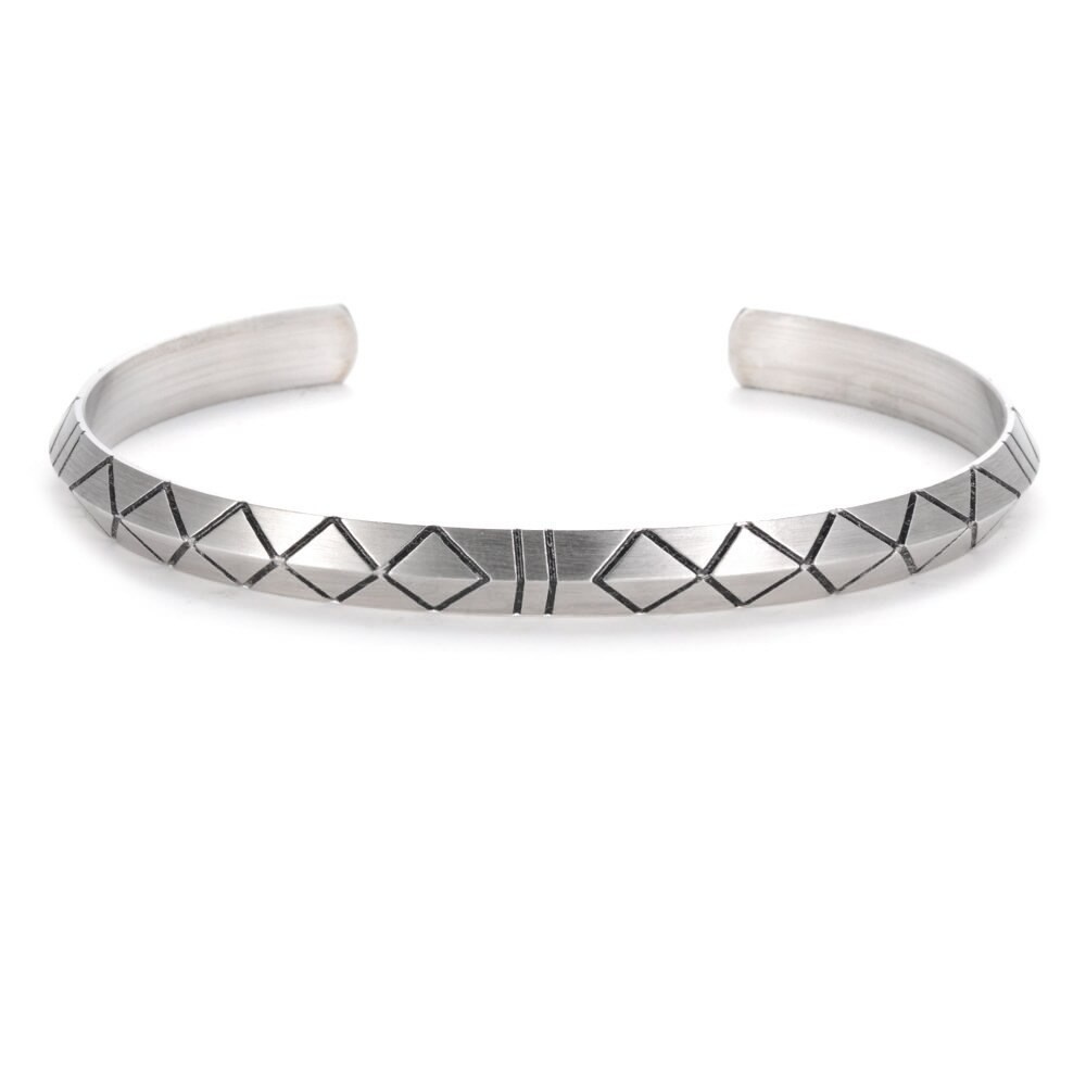 Retro Braided Twist Men Bracelet, Glossy Geometric Art Men Bracelet, Alloy Open Bracelet