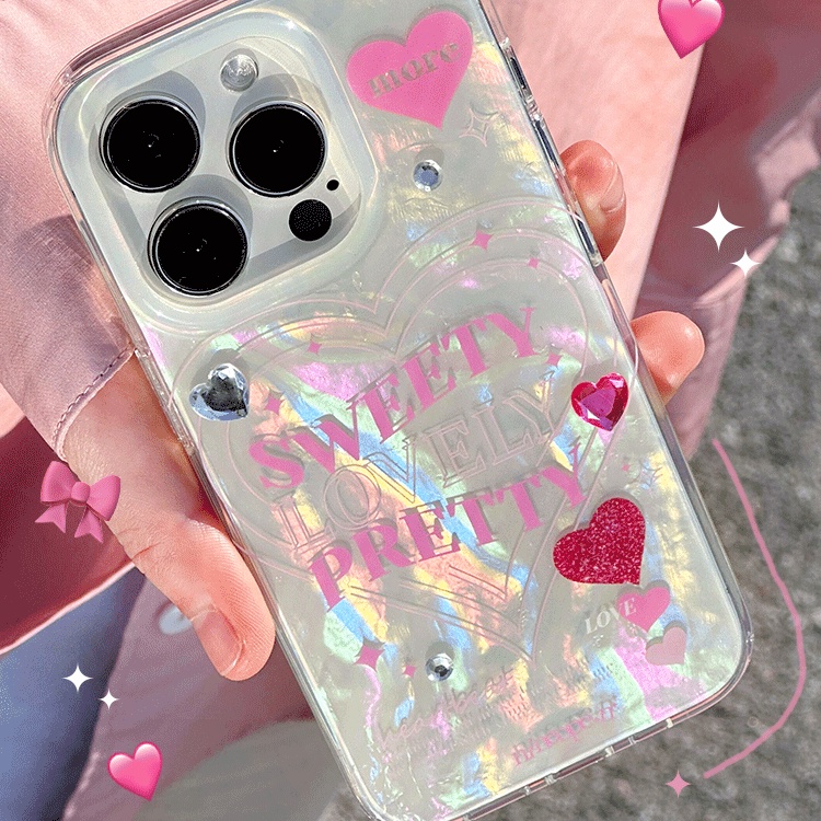 Ins Gaya Cocok Untuk iPhone 14 Pro Max Casing Ponsel iPhone Double-layer Dicetak Pola Hati Kompatibel Dengan Iphone13 13pro 13prm iPhone 11 11pro 14plus 12Pro Max Shockproof TPU Phone Case