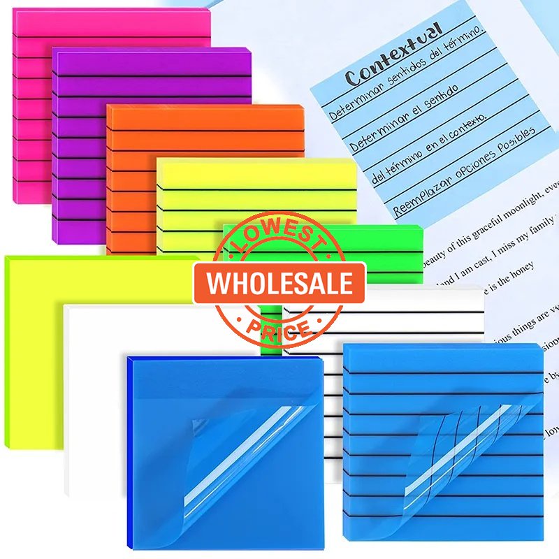 [Grosir] Sticky Notes Dan Notes Belajar Kantor Dapat Ditempel/Stiker PET Toserba Transparan Berwarna/Stiker Horizontal Index Tahan Air Dan Dapat Ditulis