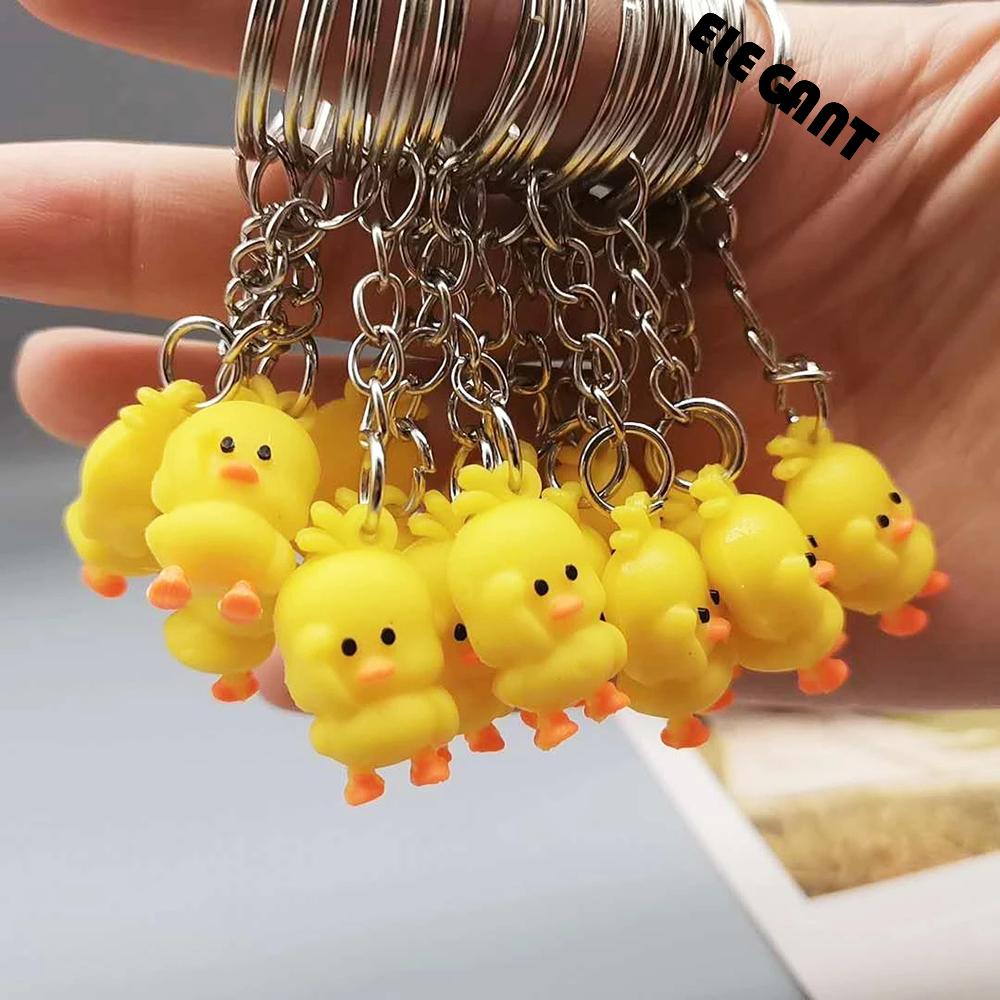 [Elegan] Gantungan Kunci 5 Pcs Bebek Kuning Kecil Lucu Kartun Key Rings