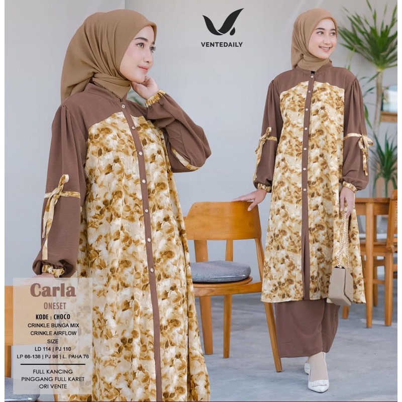 CALRA ONESET Setelan ORI VENTE DAILY | Ld114 Cinkle Airflow Motif