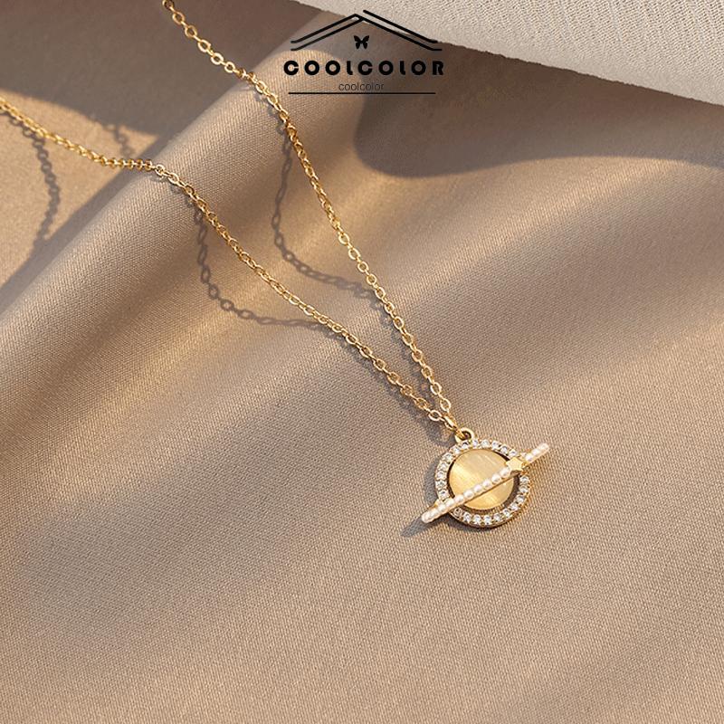 COD❤️Kalung Zirkon Berkilau Geometris Kalung Wanita Tulang Selangka Aksesori Pribadi- cl