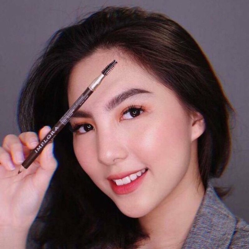 IMPLORA 2 IN 1 EYEBROW PENCIL ORIGINAL Pensil Alis Lengkap Dengan Sikat Alis dan Serutan