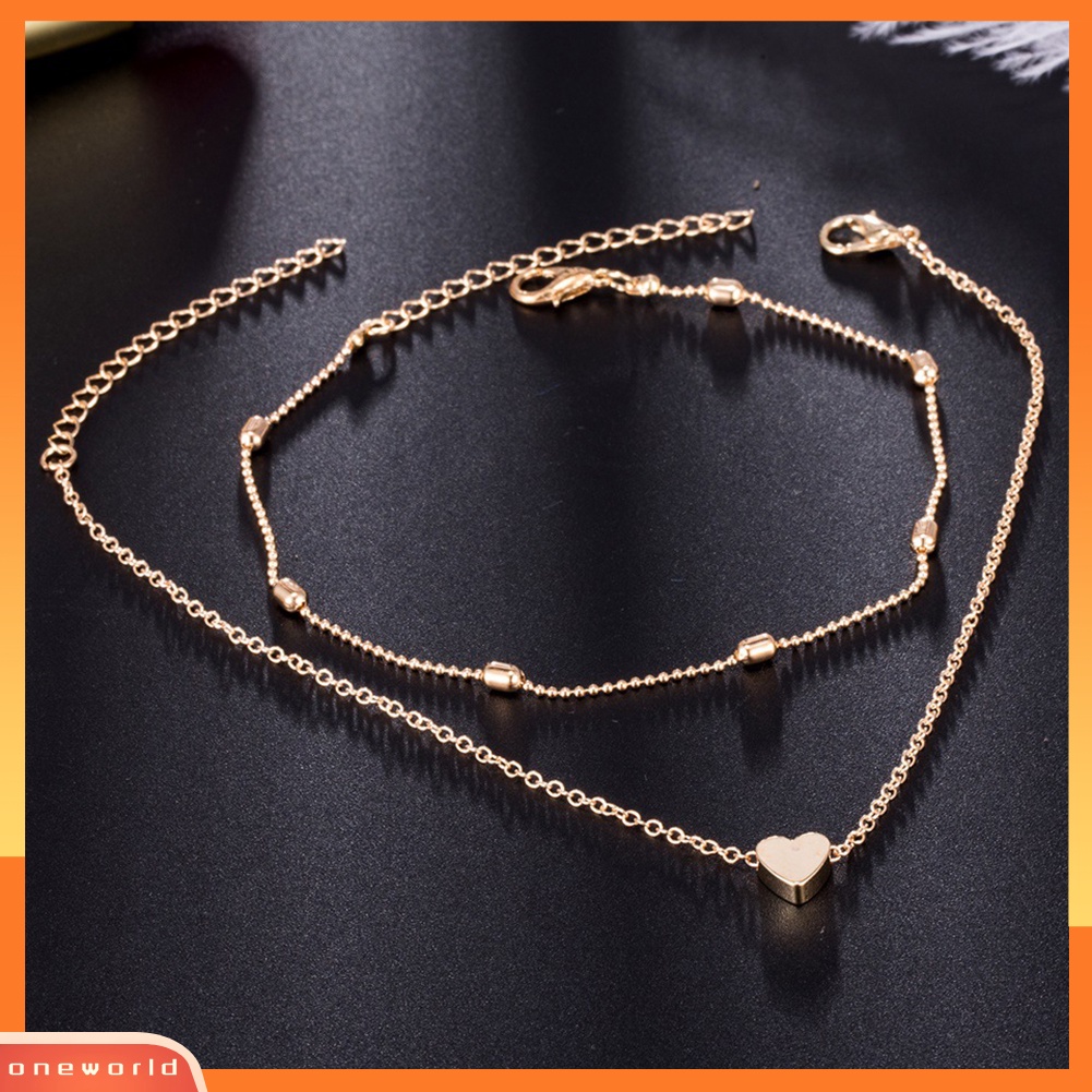 [WOD] Double Layer Cinta Hati Pesona Gelang Kaki Wanita Sandal Barefoot Ankle Bracelet Hadiah