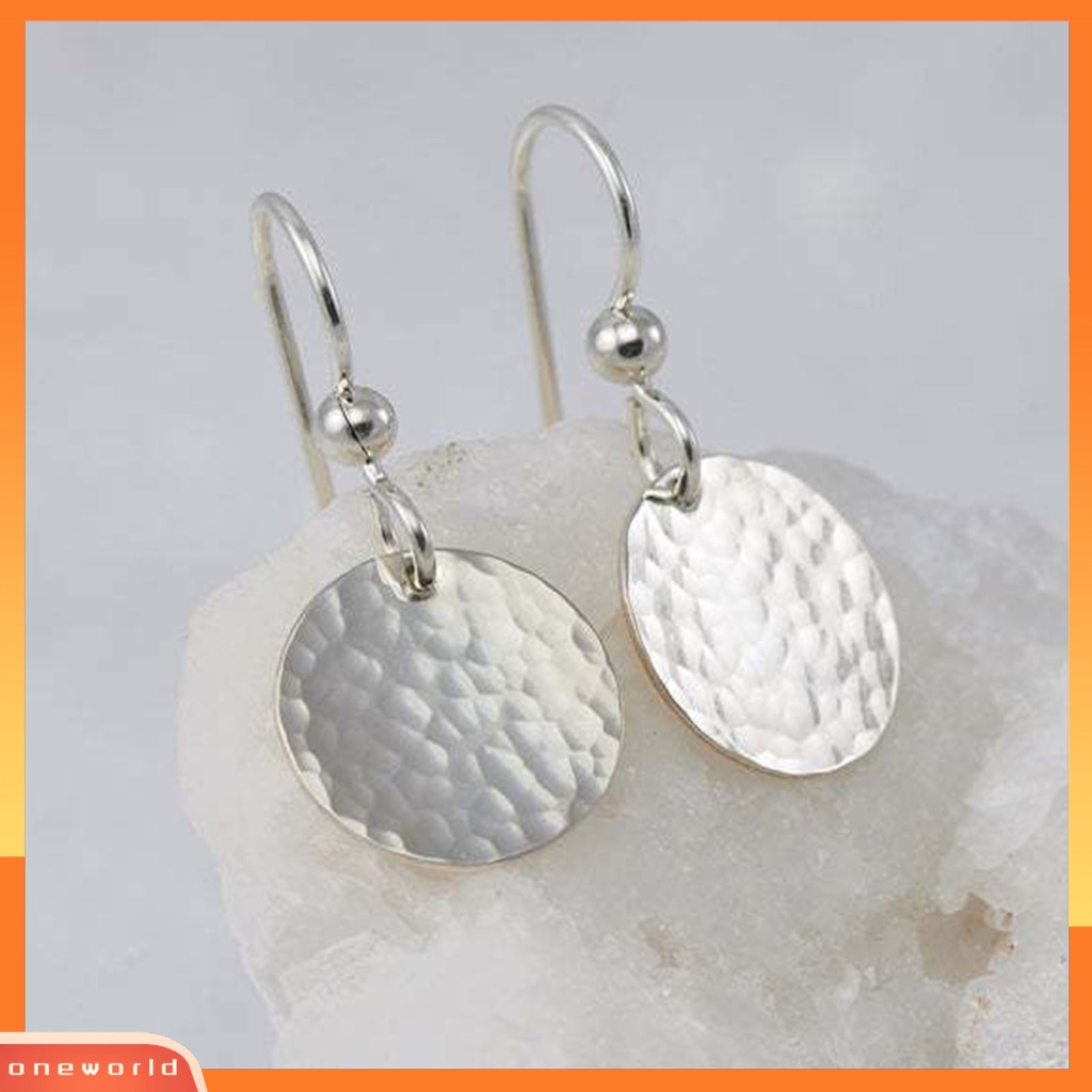 [WOD] 1pasang Anting Menjuntai Tidak Rata Plating Metal Round Sheet Hook Earrings Untuk Pesta Perjamuan Pernikahan Prom