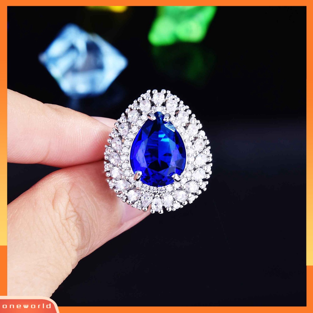 [WOD] Indah Wanita Anting Pengerjaan Yang Sangat Baik Bentuk Tetesan Air Berlian Imitasi Dekorasi Hias Liontin Cincin Untuk Hadiah