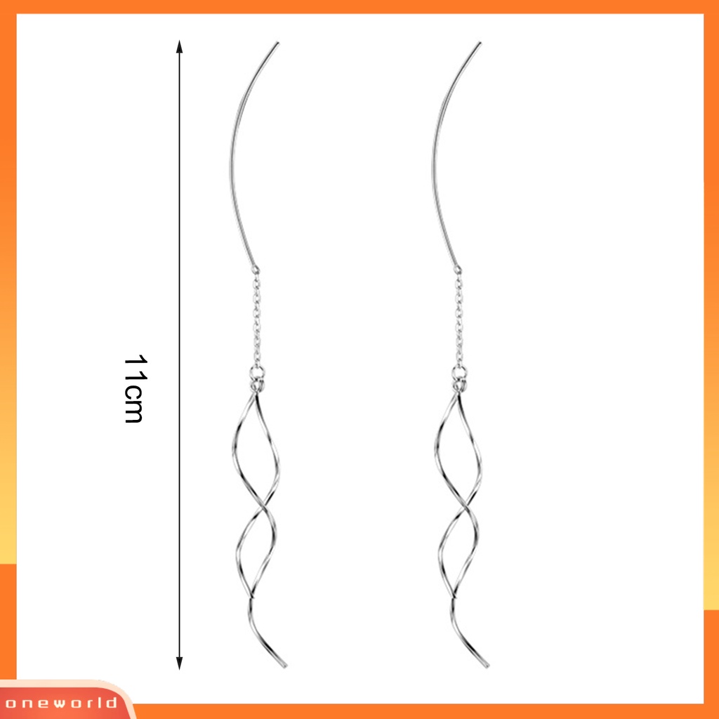 [WOD] 1pasang Anting Menjuntai Melengkung Threader Panjang Rumbai Kilau Terang All-match Hias Geometris Wanita Memutar Linear Drop Earrings Perhiasan Hadiah Untuk Pesta