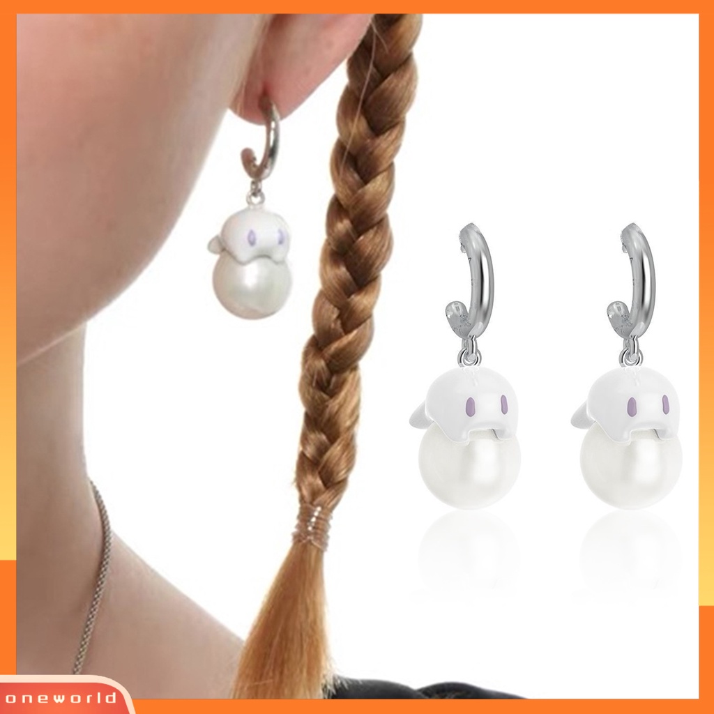 [WOD] 1pasang Anting Menjuntai Kartun Mutiara Imitasi Gaya Halloween Geometris Meriah Hias Hadiah Wanita Hantu Kecil Yang Lucu Liontin Stud Earrings Perhiasan Untuk Anak Perempuan