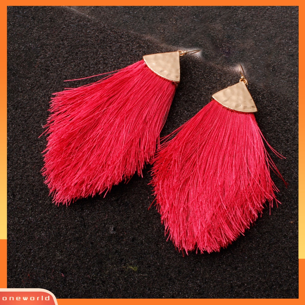 [WOD] 1pasang Anting Wanita Rumbai Gaya Bohemia Fringe Anting Drop Ringan Untuk Pakaian Sehari-Hari