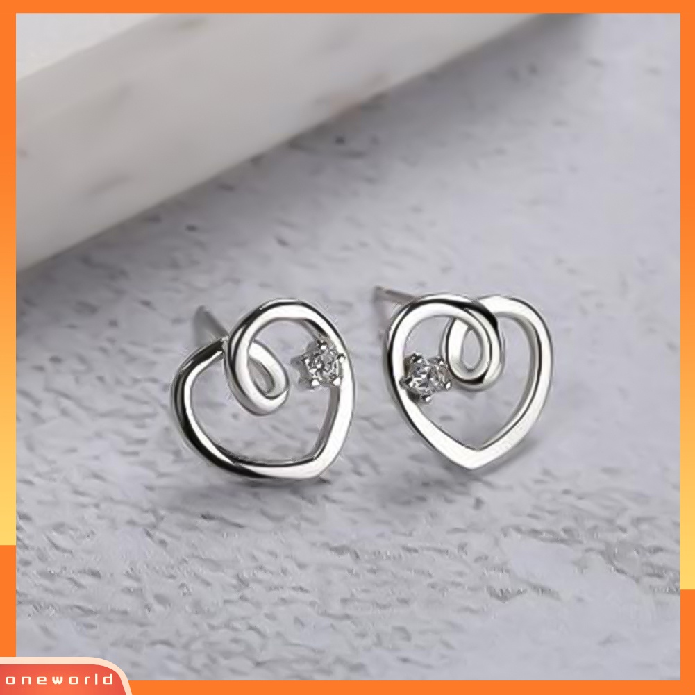 [WOD] Lady Berlian Imitasi Bertatahkan Berongga Jantung Telinga Stud Anting Perhiasan Hadiah Hari Valentine