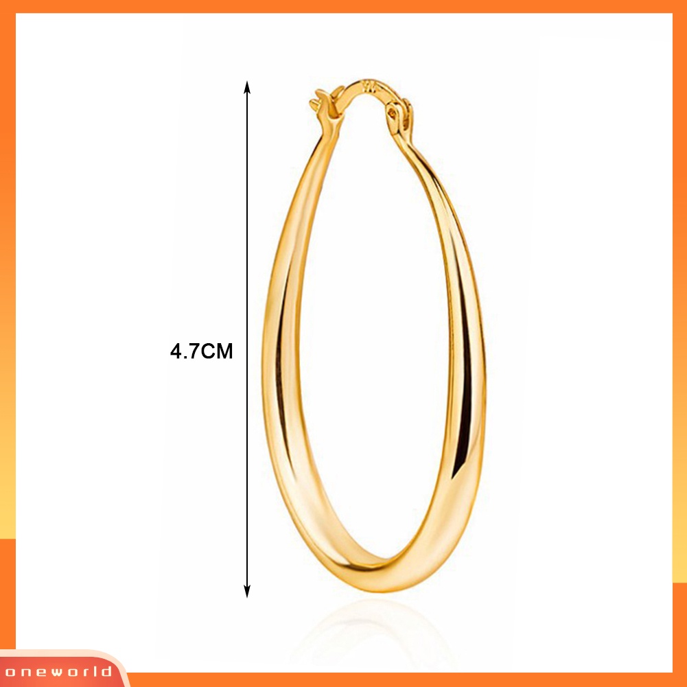 [WOD] 1pasang Anting Wanita Sederhana Dress Up Paduan Kantor Lady Oval Tipe Hoop Alloy Earrings Pakaian Sehari-Hari