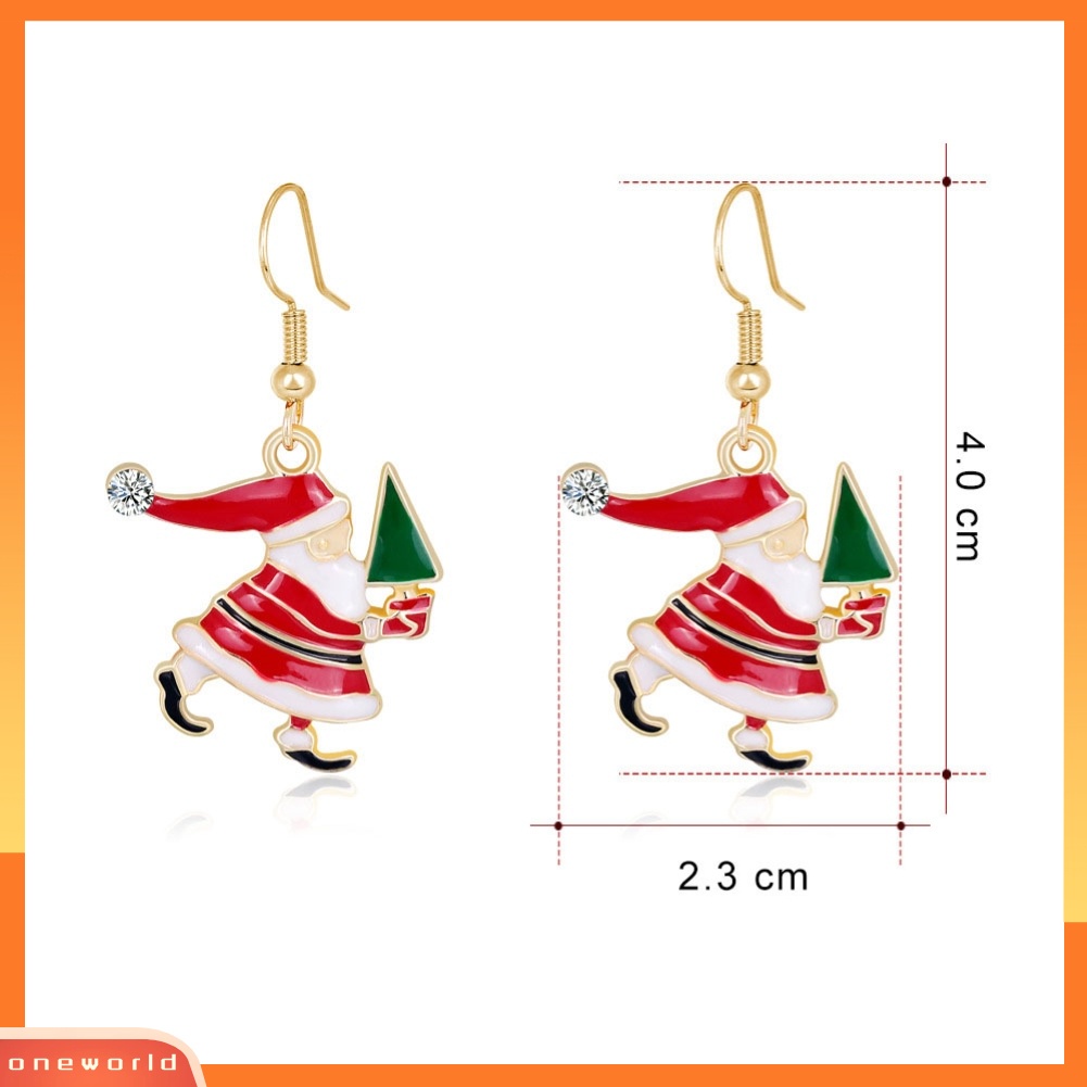 [WOD] Wanita Bergaya Santa Liontin Alloy Kait Anting Hadiah Natal Pesta Perhiasan