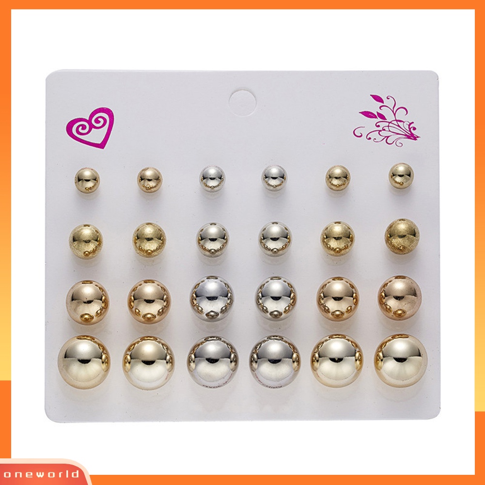 [WOD] 12pasang Fashion Wanita Zirkon Berlian Imitasi Mutiara Imitasi Hias Stud Earrings Jewelry