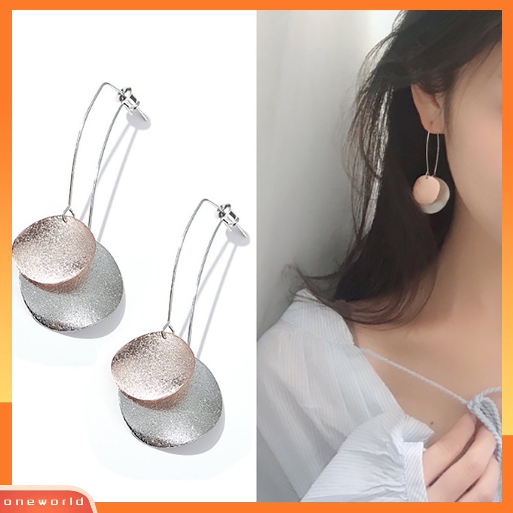 [WOD] Fashion Panjang Bulat Liontin Menjuntai Ear Stud Earrings Wanita Gadis Perhiasan Hadiah