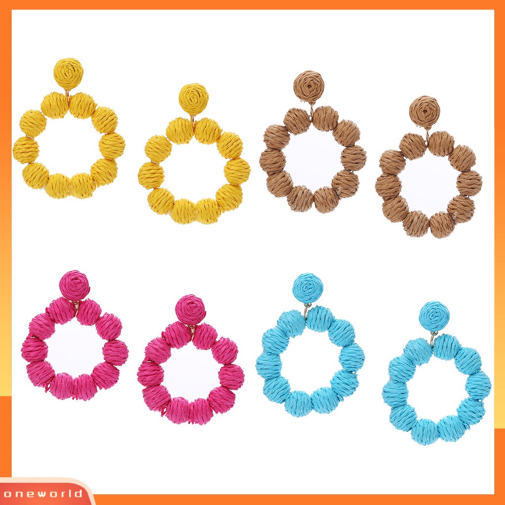 [WOD] 1pasang Anting Drop Bulat Gaya Liburan Perhiasan Bohemian Geometris Menjuntai Anting Untuk Liburan