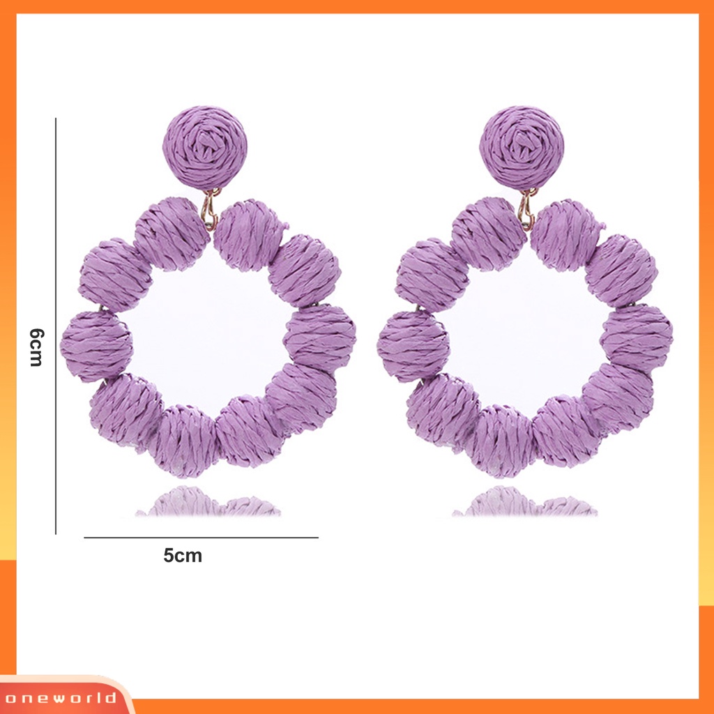 [WOD] 1pasang Anting Drop Bulat Gaya Liburan Perhiasan Bohemian Geometris Menjuntai Anting Untuk Liburan