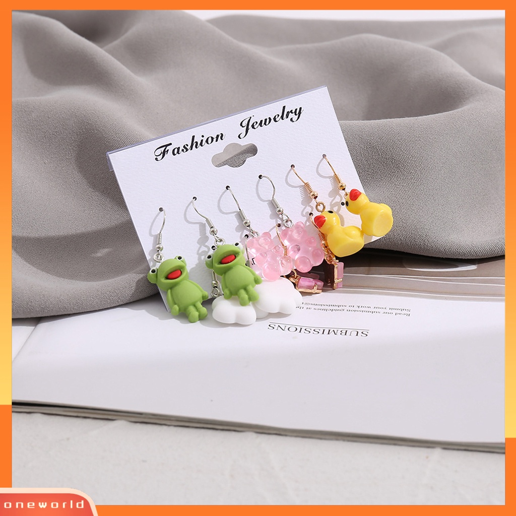 [WOD] 1set Wanita Anting Kait Individu Hewan Lucu Manis Hijau Katak Drop Earrings Aksesori Perempuan