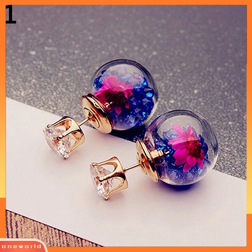 [WOD] 1pasang Fashion Wanita Lady Elegan Bunga Berlian Imitasi Ear Stud Earrings Jewelry