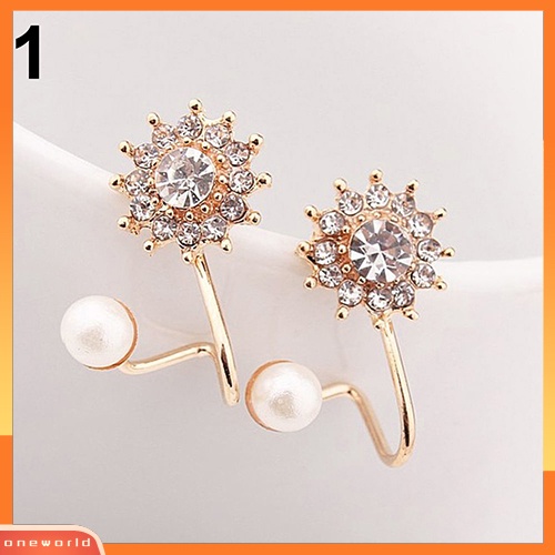 [WOD] Wanita Manis Mutiara Imitasi Berlian Imitasi Snowflake Ear Stud Earrings Perhiasan Charm